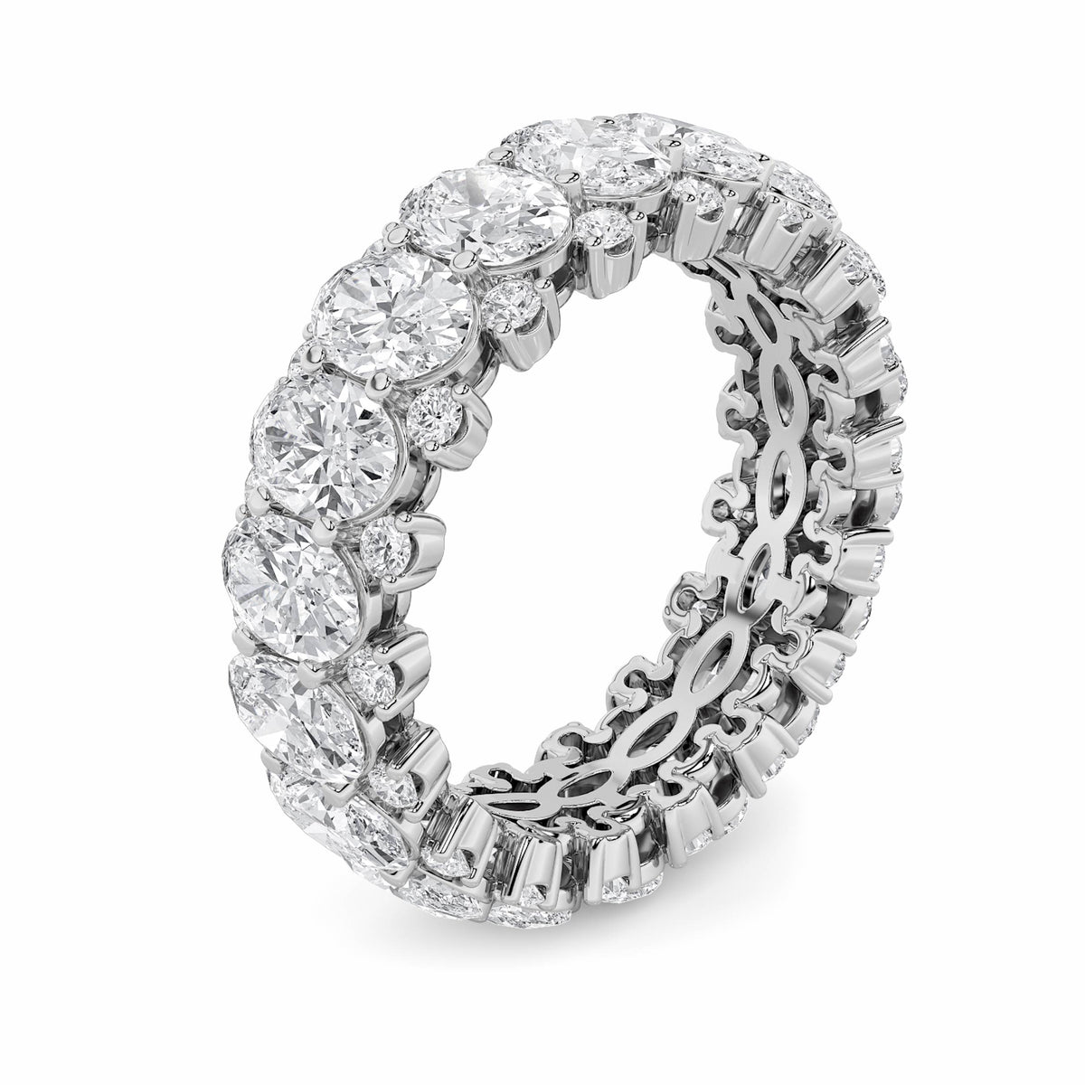 6Cttw Oval Shaped Lab Grown Diamond (F/VS) Eternity Band Ring in 14K Gold