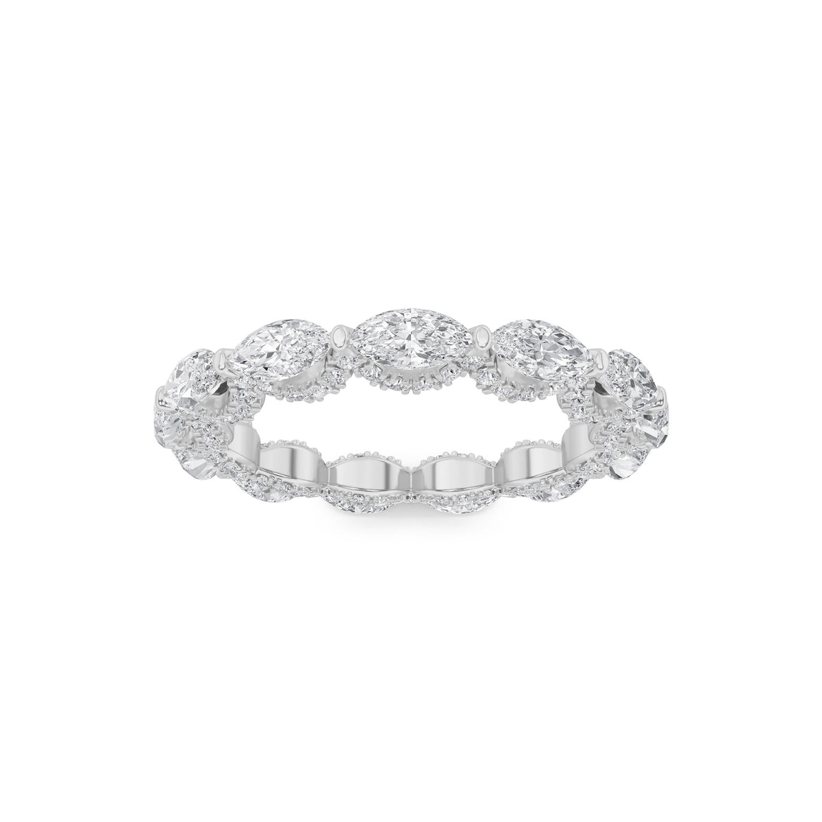 2.5Cttw Marquise Shaped Lab Grown Diamond (G/VS) Eternity Band Ring in 14K Gold