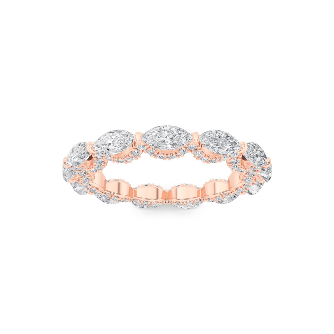 2.5Cttw Marquise Shaped Lab Grown Diamond (F/VS) Eternity Band Ring in 14K Gold