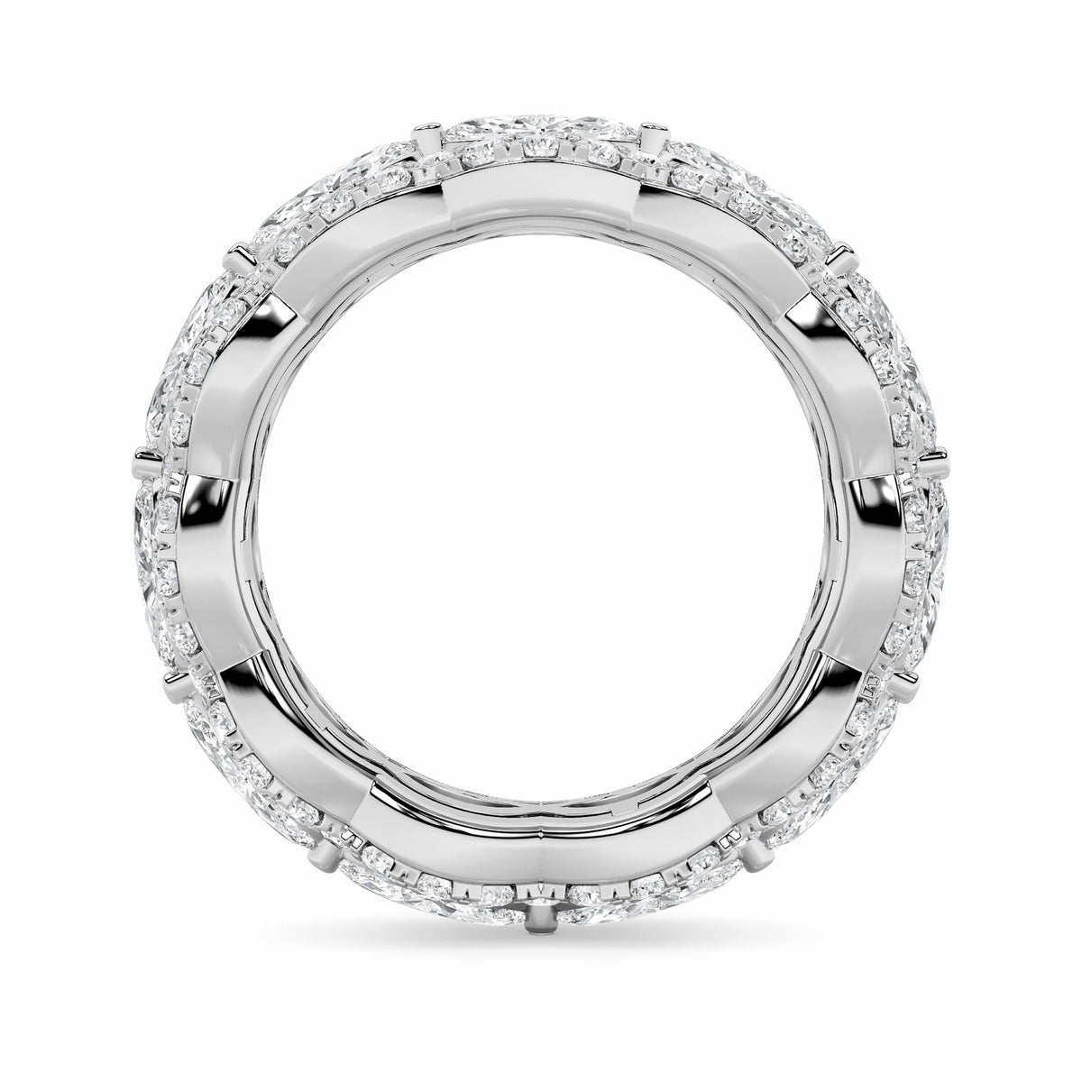 4Cttw Marquise Shaped Lab Grown Diamond (F/VVS) Eternity Band Ring in 14K Gold