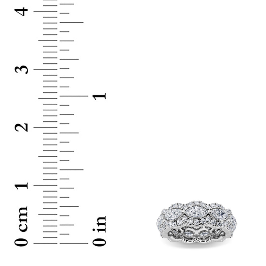 4Cttw Marquise Shaped Lab Grown Diamond (F/VVS) Eternity Band Ring in 14K Gold