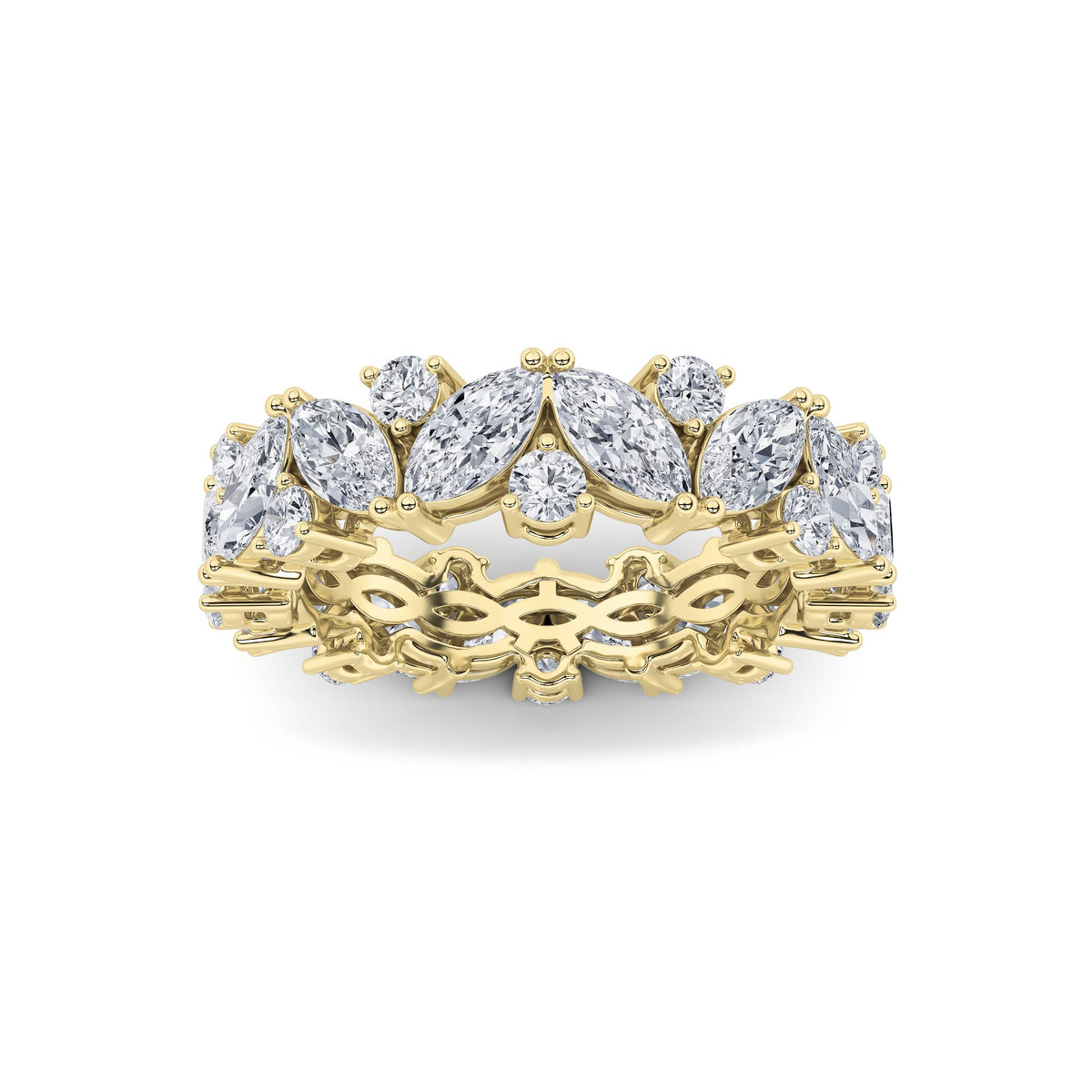 3Cttw Marquise Shaped Lab Grown Diamond (F/VVS) Eternity Band Ring in 14K Gold