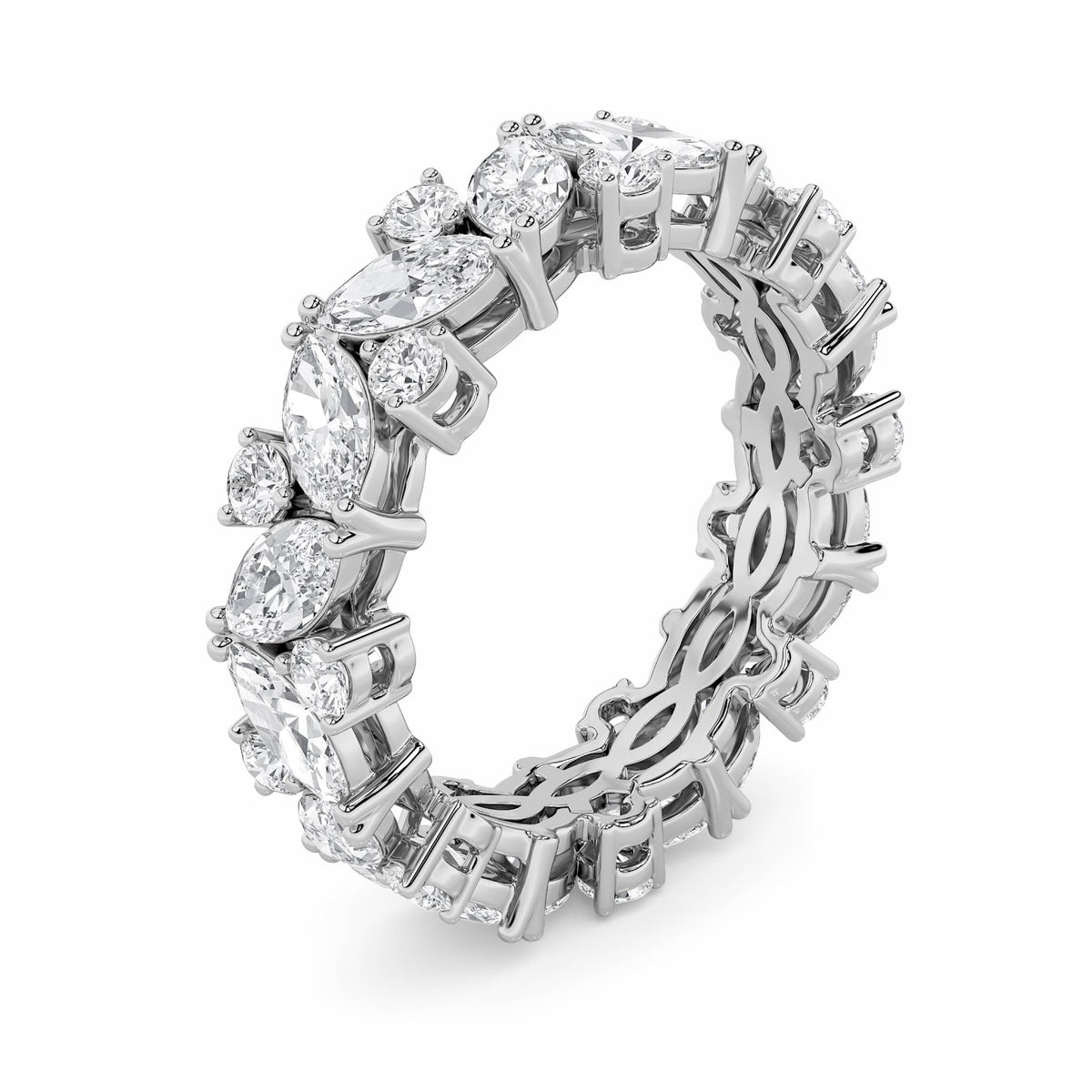3Cttw Marquise Shaped Lab Grown Diamond (G/VS) Eternity Band Ring in 14K Gold - Size 7