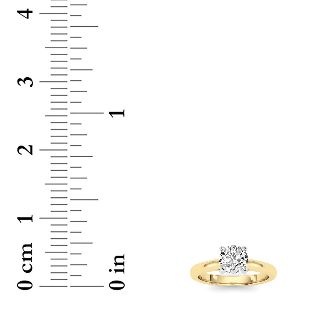 2Cttw Round Shaped Lab Grown Diamond (E/VS) Classic Solitaire Engagement Ring in 14K Gold