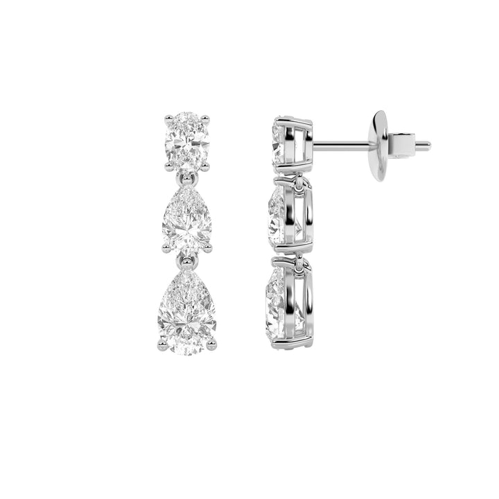 5Cttw Pear Shaped Lab Grown Diamond (F/VVS) Dangle Earrings in 14K Gold