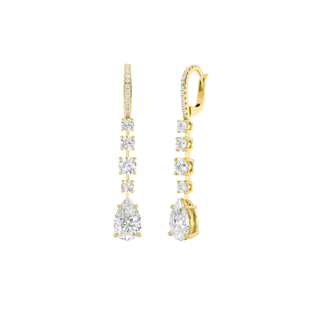 4.5Cttw Pear Shaped Lab Grown Diamond (F/VS) Dangle Earrings in 14K Gold