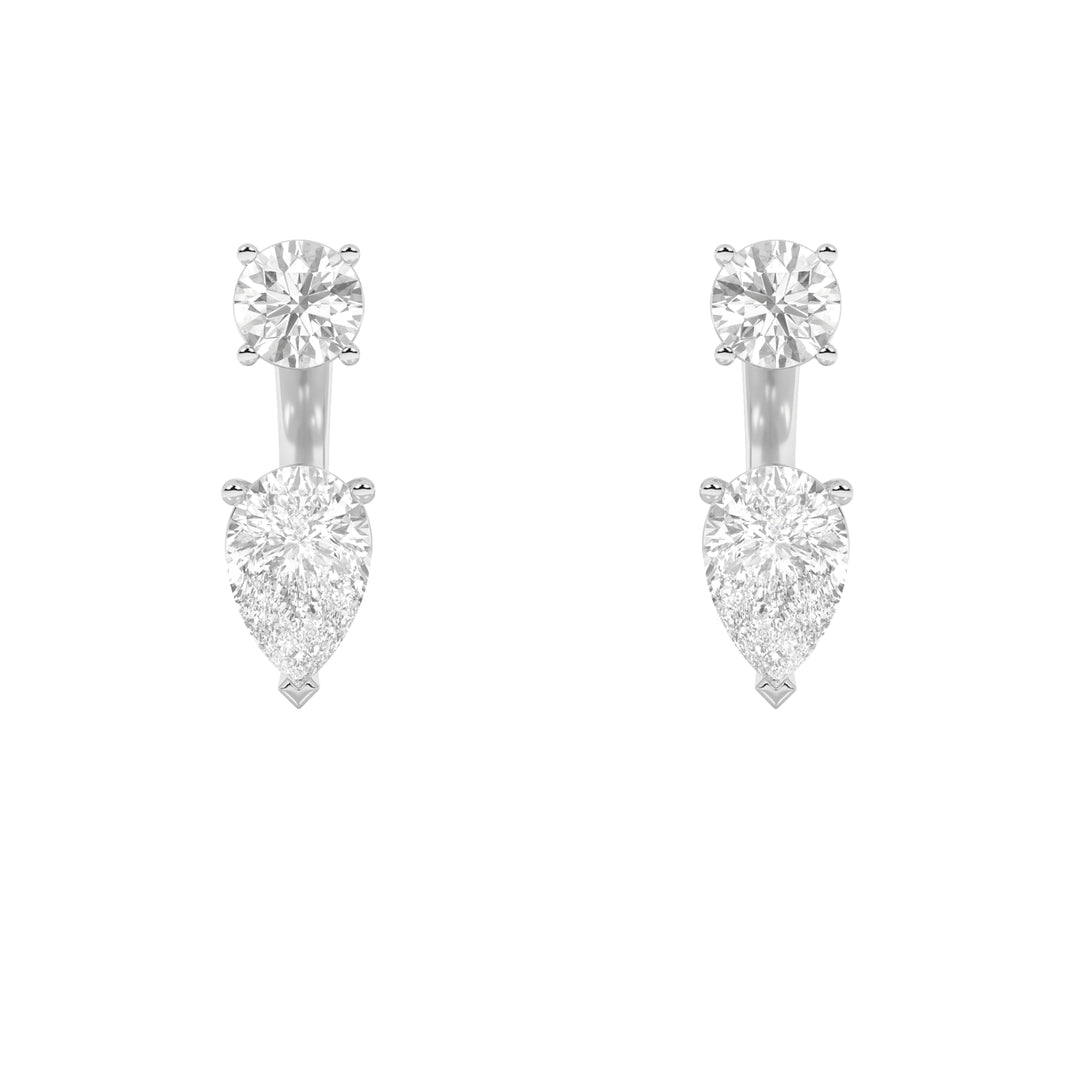 3.5Cttw Pear Shaped Lab Grown Diamond (F/VS) StudEarrings with J Hoop Earrings in 14K Gold