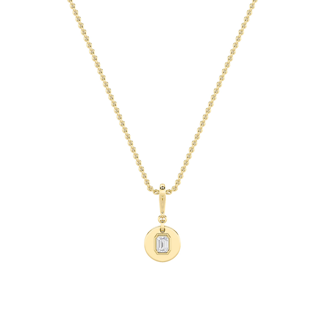 1Cttw Emerald Shaped Lab Grown Diamond (F/VS) DogTag Pendant in 14K Gold