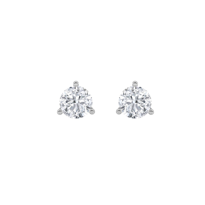 3Cttw Round Shaped Lab Grown Diamond (F/VS) ThreeProng Stud Earrings in 14K Gold