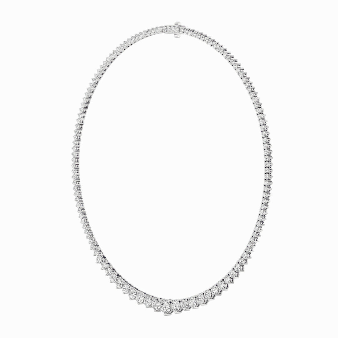 10Cttw Round Shaped Lab Grown Diamond (F/VS) Three Prong Graduating Necklace in 14K Gold
