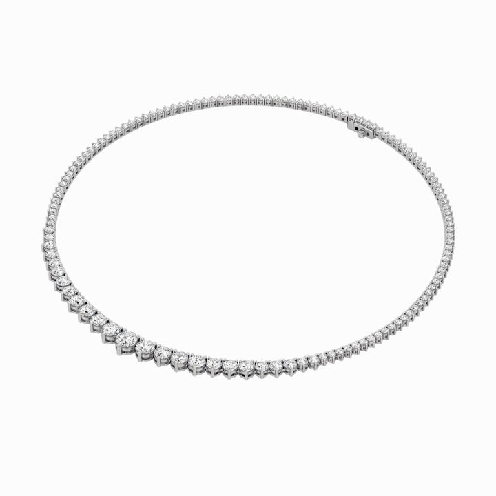 10Cttw Round Shaped Lab Grown Diamond (F/VS) Three Prong Graduating Necklace in 14K Gold