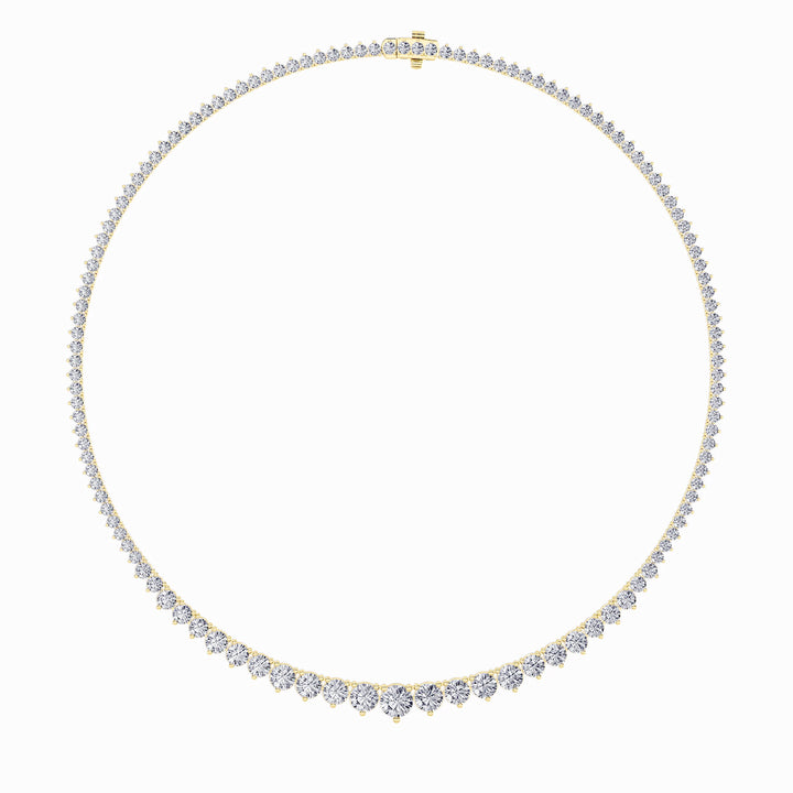 10Cttw Round Shaped Lab Grown Diamond (F/VS) Three Prong Graduating Necklace in 14K Gold