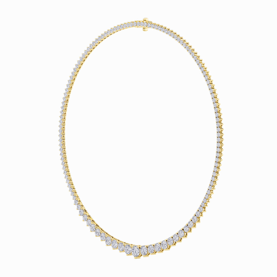 10Cttw Round Shaped Lab Grown Diamond (F/VS) Three Prong Graduating Necklace in 14K Gold