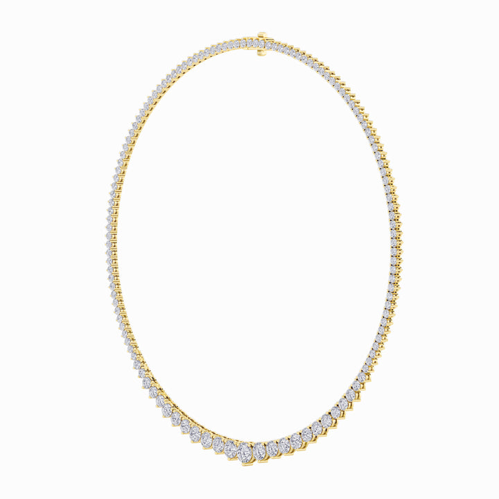 10Cttw Round Shaped Lab Grown Diamond (F/VS) Three Prong Graduating Necklace in 14K Gold