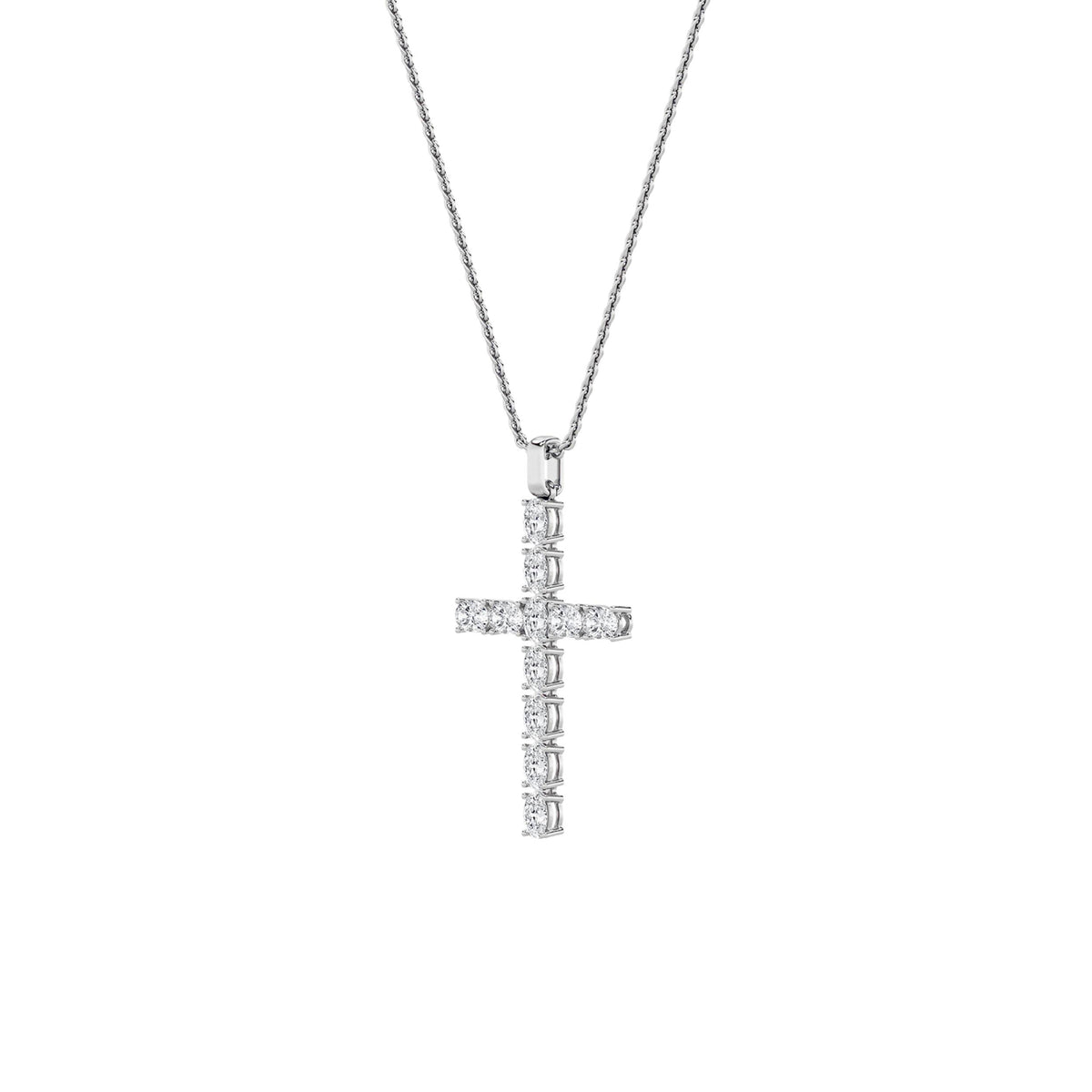 2Cttw Oval Shaped Lab Grown Diamond (F/VS) Cross Pendant in 14K Gold