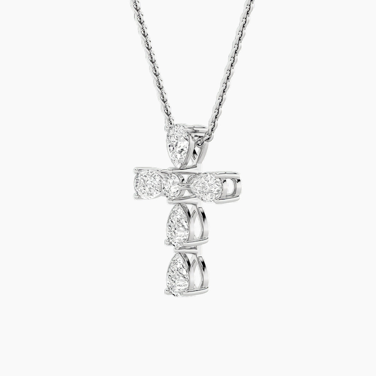 2.75Cttw Pear Shaped Lab Grown Diamond (F/VS) Cross Pendant in 14K Gold