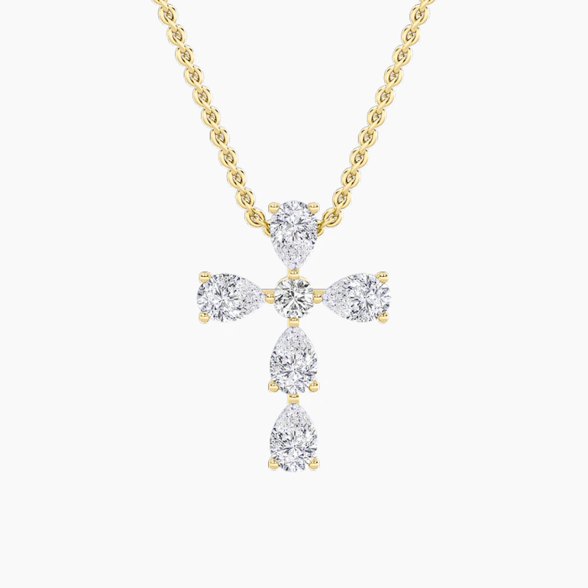 2.75Cttw Pear Shaped Lab Grown Diamond (F/VS) Cross Pendant in 14K Gold