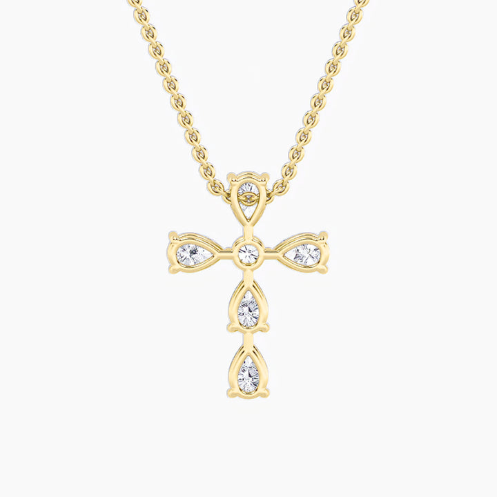 2.75Cttw Pear Shaped Lab Grown Diamond (F/VS) Cross Pendant in 14K Gold