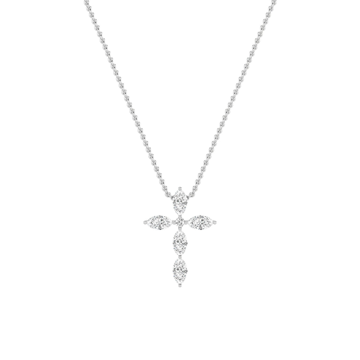 2Cttw Marquise Shaped Lab Grown Diamond (F/VS) Cross Pendant in 14K Gold