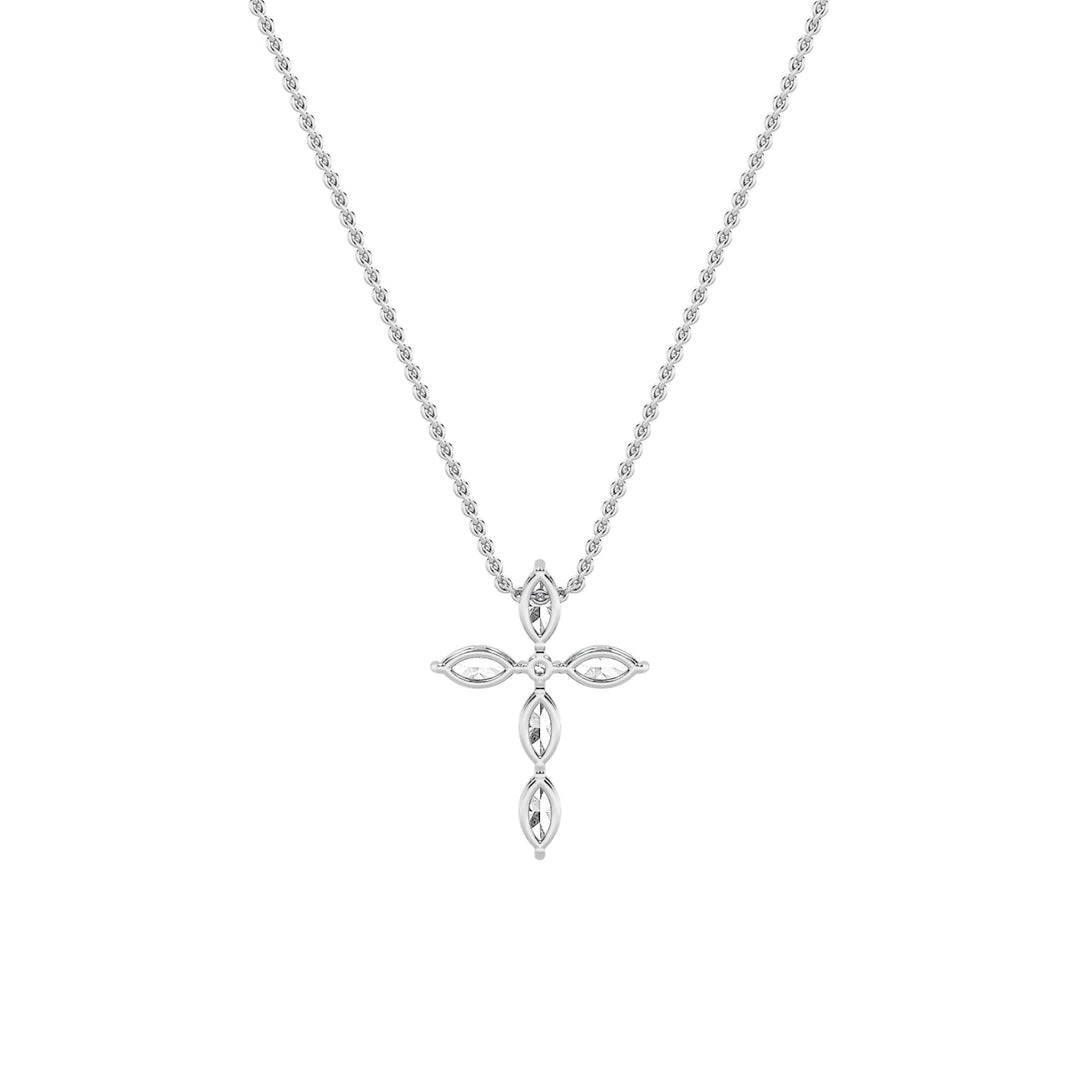 2Cttw Marquise Shaped Lab Grown Diamond (F/VS) Cross Pendant in 14K Gold