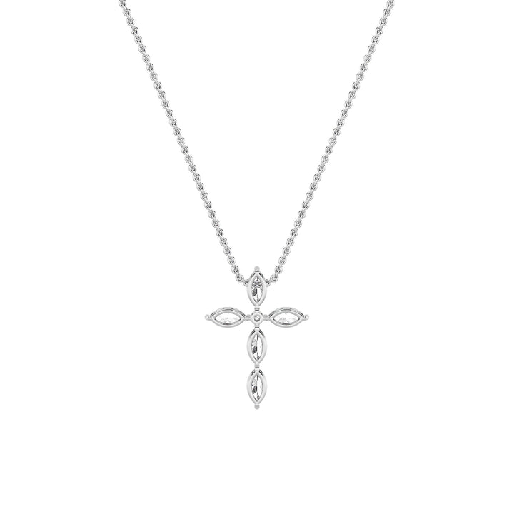 2Cttw Marquise Shaped Lab Grown Diamond (F/VS) Cross Pendant in 14K Gold
