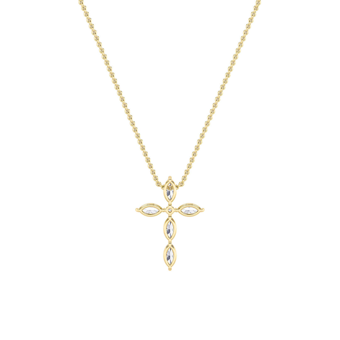 2Cttw Marquise Shaped Lab Grown Diamond (F/VS) Cross Pendant in 14K Gold