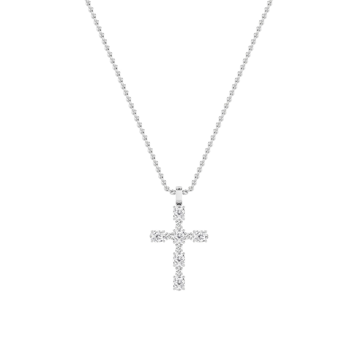 2Cttw Oval Shaped Lab Grown Diamond (F/VS) Cross Pendant in 14K Gold