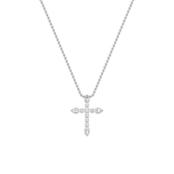 1.5Cttw Pear Shaped Lab Grown Diamond (F/VS) Cross Pendant in 14K Gold