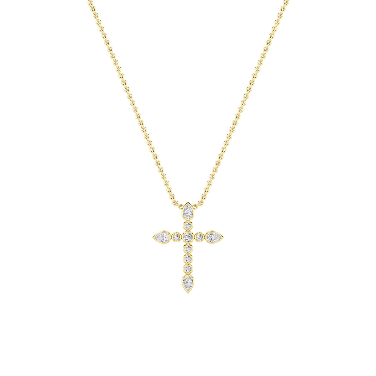 1.5Cttw Pear Shaped Lab Grown Diamond (F/VS) Cross Pendant in 14K Gold