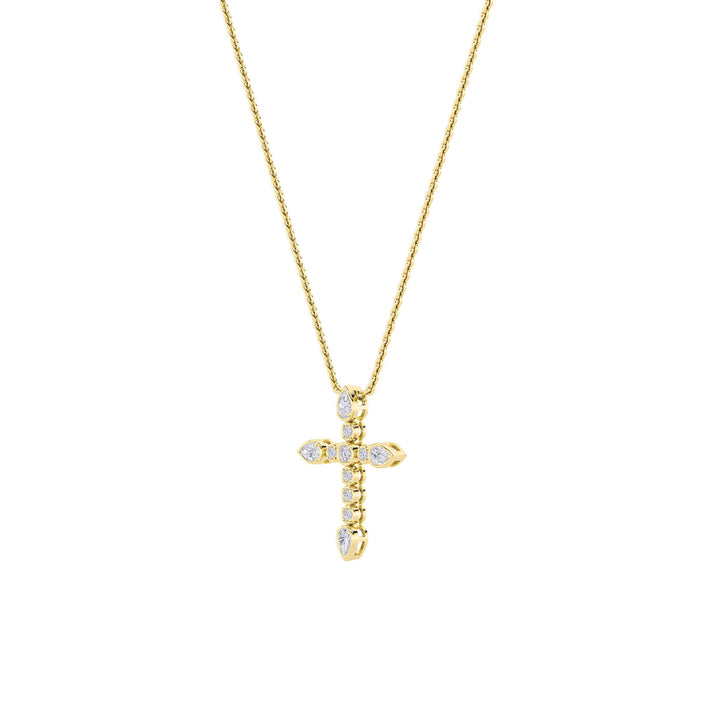 1.5Cttw Pear Shaped Lab Grown Diamond (F/VS) Cross Pendant in 14K Gold