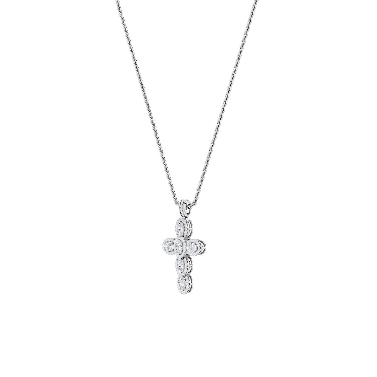 3Cttw Oval Shaped Lab Grown Diamond (F/VS) Cross Pendant in 14K Gold