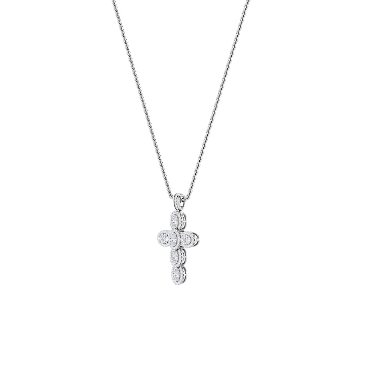 3Cttw Oval Shaped Lab Grown Diamond (F/VS) Cross Pendant in 14K Gold