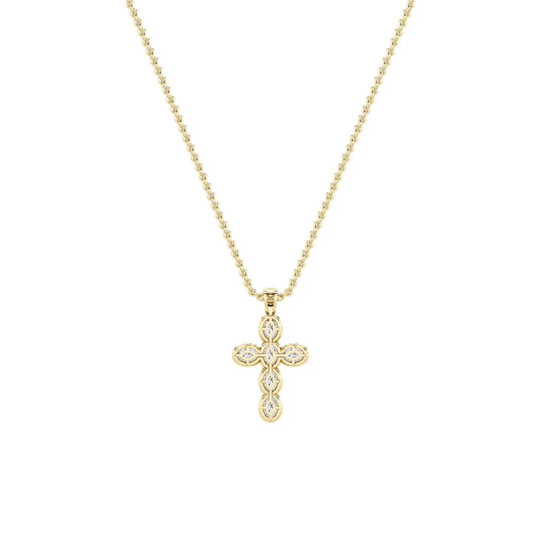 3Cttw Oval Shaped Lab Grown Diamond (F/VS) Cross Pendant in 14K Gold