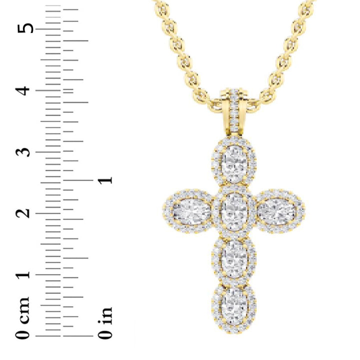 3Cttw Oval Shaped Lab Grown Diamond (F/VS) Cross Pendant in 14K Gold