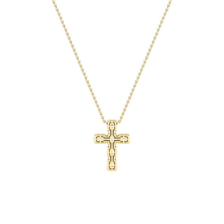 3Cttw Emerald Shaped Lab Grown Diamond (F/VS) Cross Pendant in 14K Gold