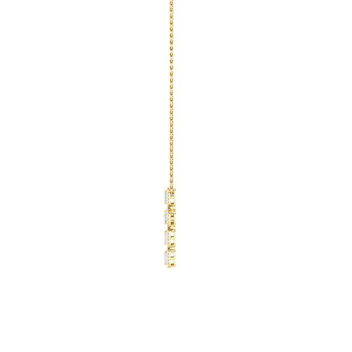 3Cttw Emerald Shaped Lab Grown Diamond (F/VS) Cross Pendant in 14K Gold