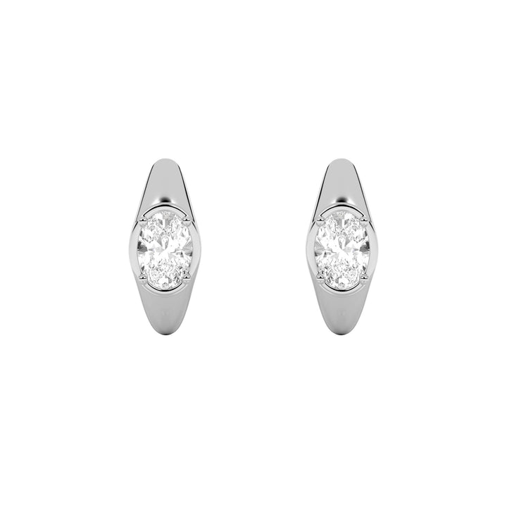 2Cttw Oval Shaped Lab Grown Diamond (F/VS) Solitaire Huggie Earrings in 14K Gold