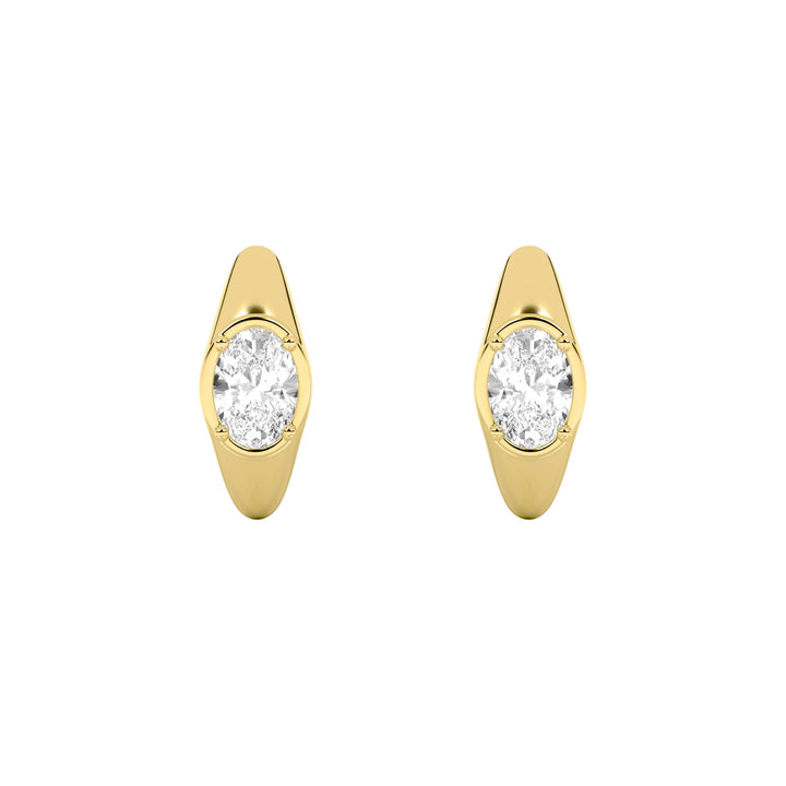 2Cttw Oval Shaped Lab Grown Diamond (F/VS) Solitaire Huggie Earrings in 14K Gold