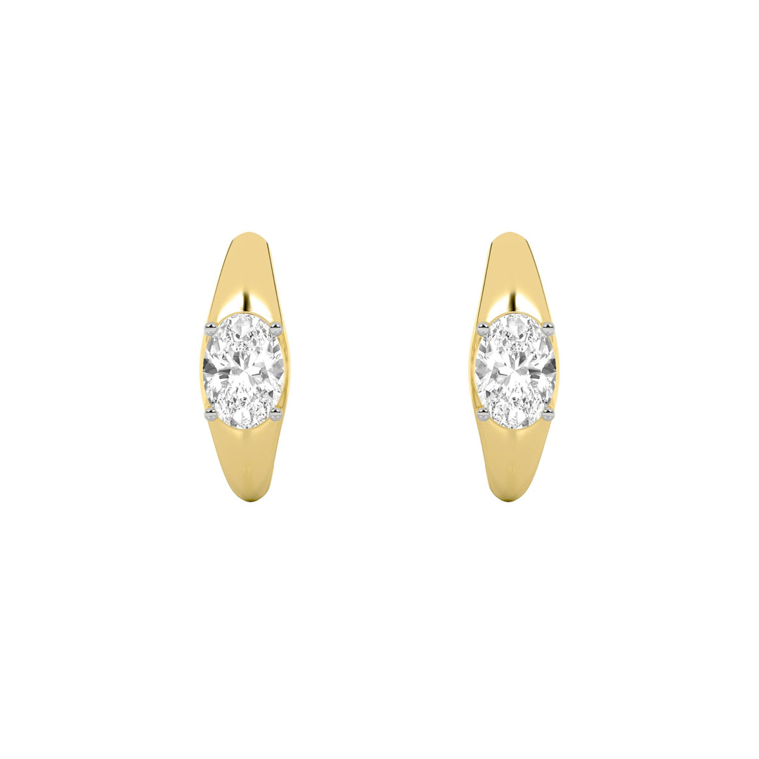 2Cttw Oval Shaped Lab Grown Diamond (G/VS) HuggieEarrings in 10K Gold