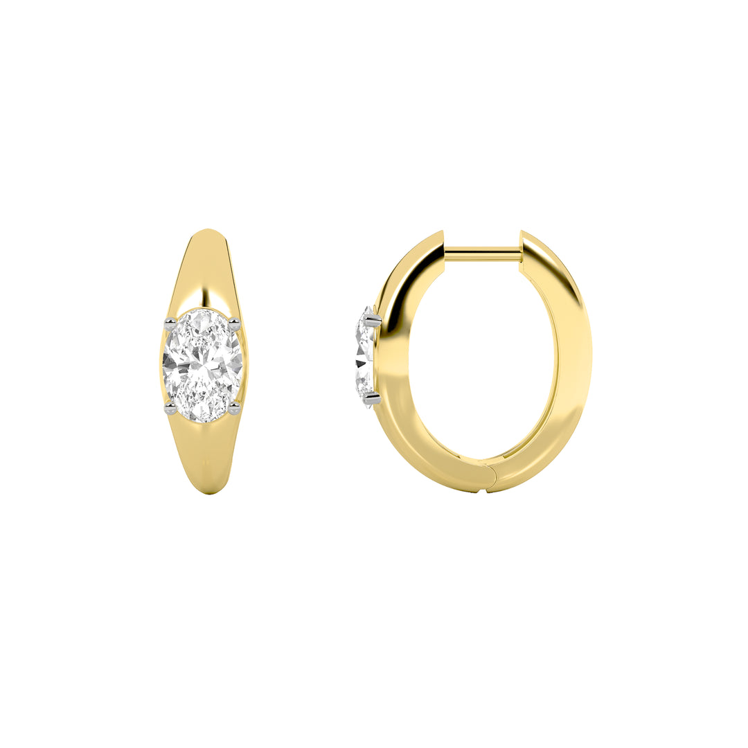 2Cttw Oval Shaped Lab Grown Diamond (G/VS) HuggieEarrings in 10K Gold