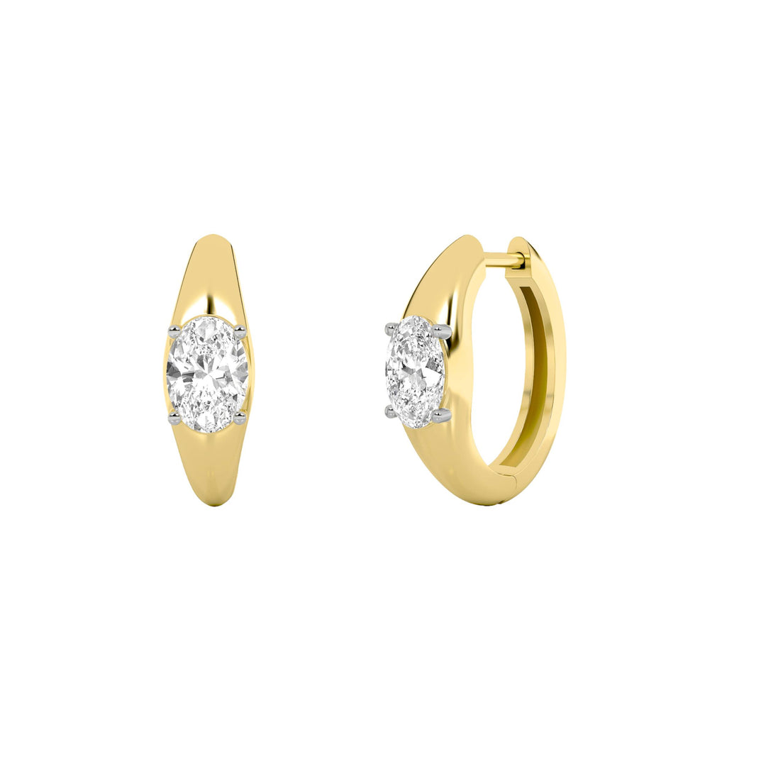 2Cttw Oval Shaped Lab Grown Diamond (F/VS) HuggieEarrings in 14K Gold