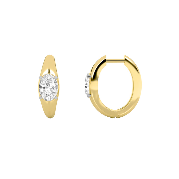 2Cttw Oval Shaped Lab Grown Diamond (F/VS) HuggieEarrings in 14K Gold