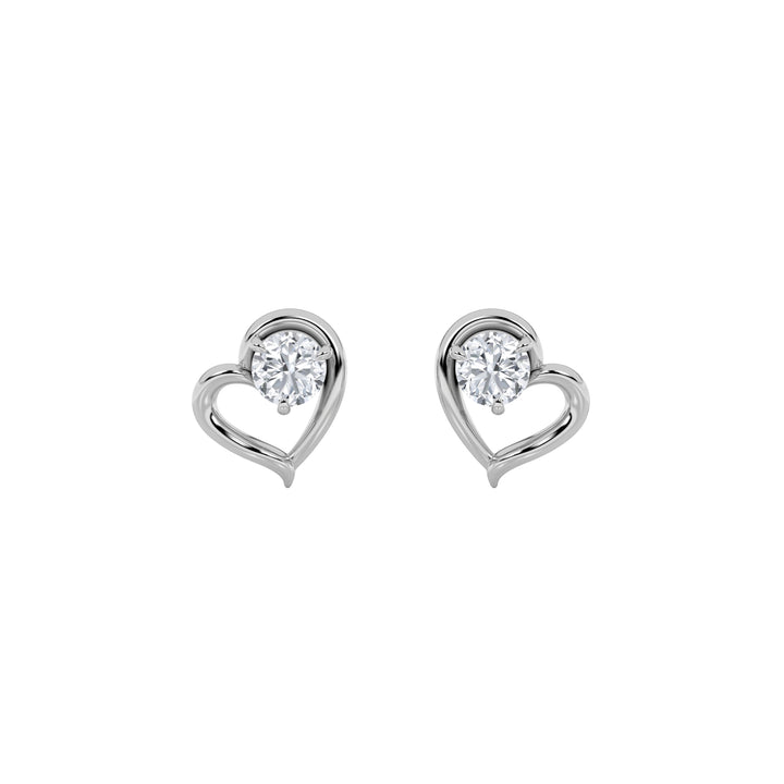 0.5Cttw Round Shaped Lab Grown Diamond (F/VS) Heart Shaped Stud Earrings in 14K Gold