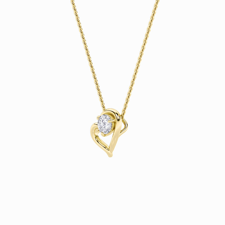 0.5Cttw Round Shaped Lab Grown Diamond (F/VS) Heart Shaped   Pendant in 14K Gold