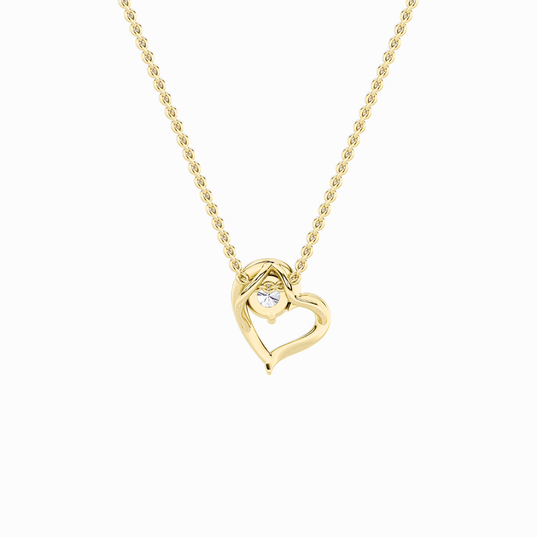 0.5Cttw Round Shaped Lab Grown Diamond (F/VS) Heart Shaped   Pendant in 14K Gold