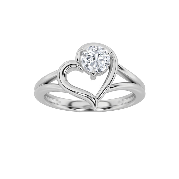 0.5Cttw Round Shaped Lab Grown Diamond (F/VS) Heart Shaped Ring in 14K Gold