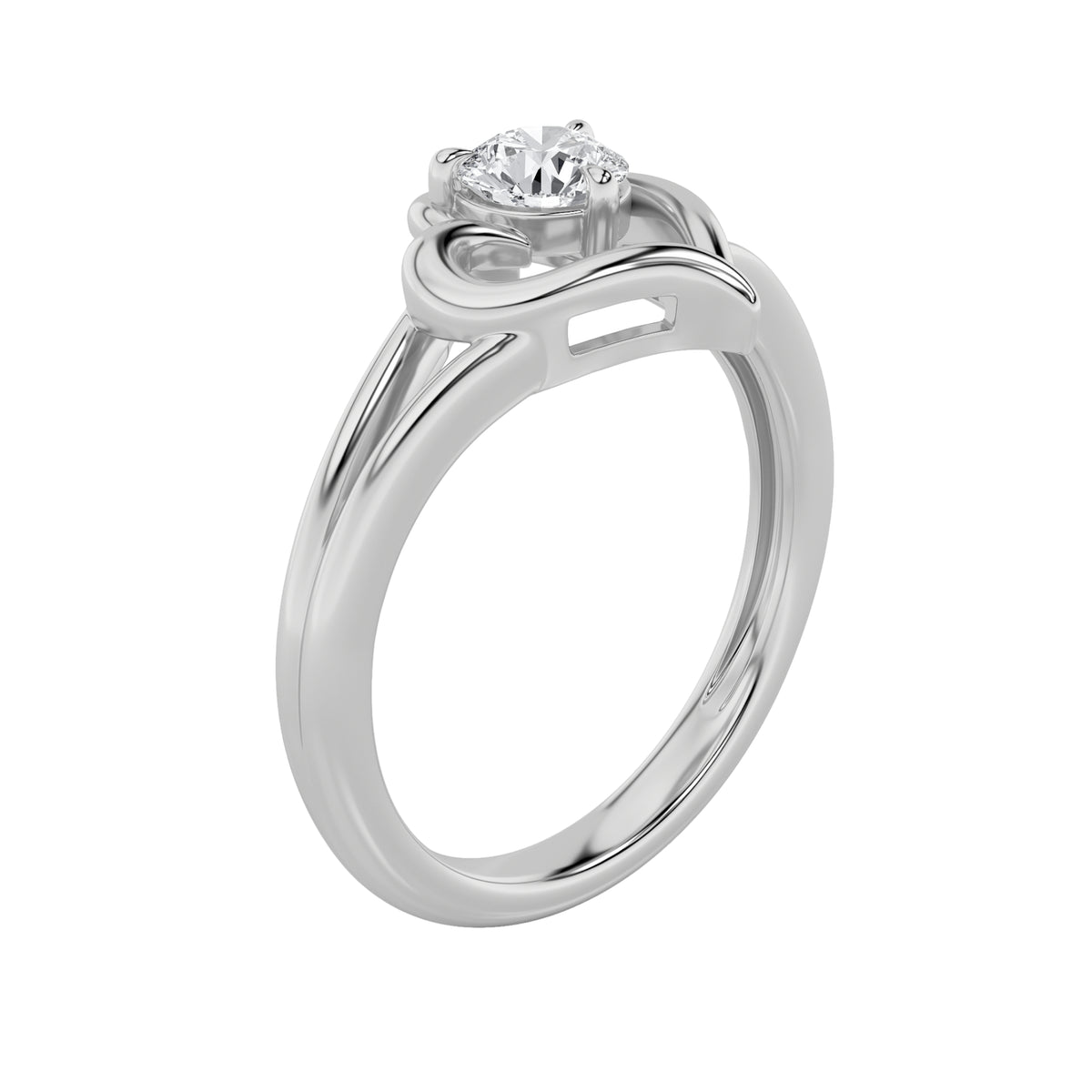 0.5Cttw Round Shaped Lab Grown Diamond (F/VS) Heart Shaped Ring in 14K Gold