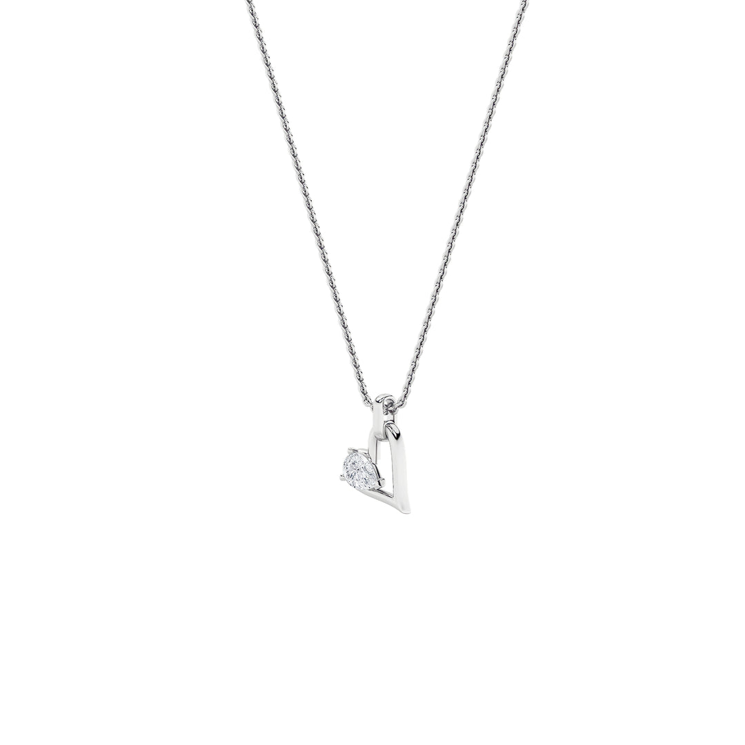 1Cttw Pear Shaped Lab Grown Diamond (F/VS) Heart Shaped Dangle Pendant in 14K Gold