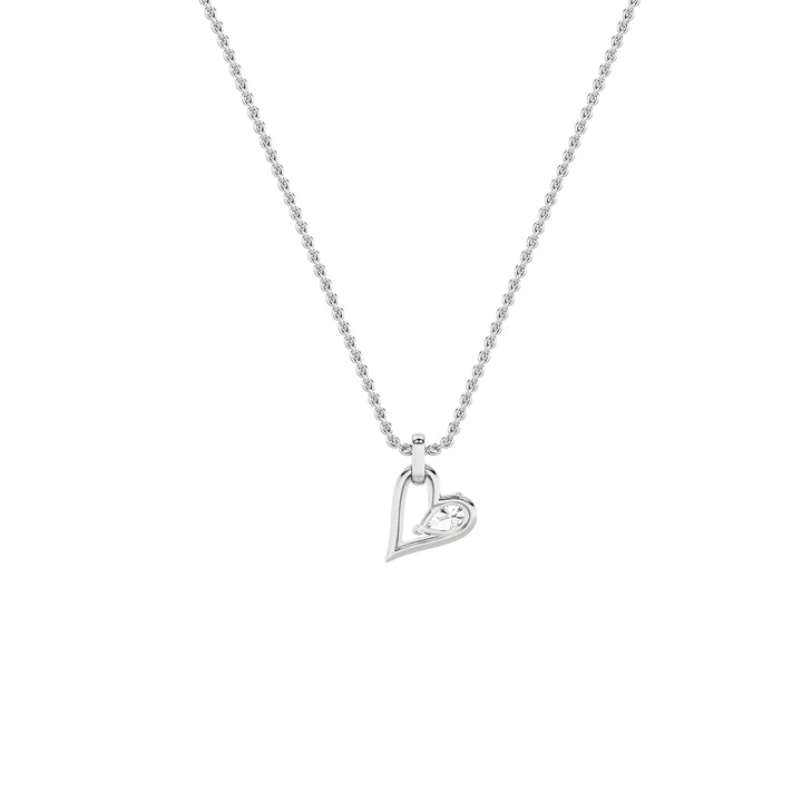 1Cttw Pear Shaped Lab Grown Diamond (F/VS) Heart Shaped Dangle Pendant in 14K Gold