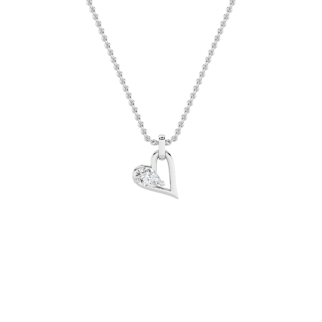 1Cttw Pear Shaped Lab Grown Diamond (F/VS) Heart Shaped Dangle Pendant in 14K Gold